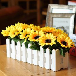 Decorative Flowers 50 80cm Artificial Set Wooden Fence Sunflower El Special Floral Display