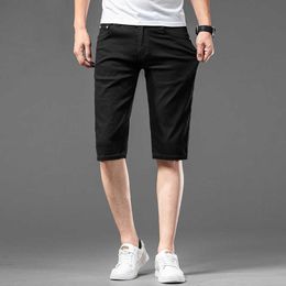 Jeans Thin Men's Casual Five-point Pants 2023 Summer High-end Slim Straight Black Shorts Men