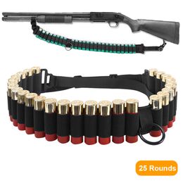 Outdoor Bags 25 Rounds Tactical Shell Holder 12GA Ammo Sgun Sling Rifle Bullet Cartridge Holster Airsoft Hunting Bandolier Belt 230322