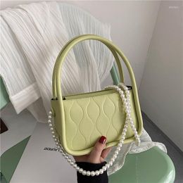 Evening Bags Portable Bag Women's 2023 Fashion Shoulder Of Foreign Pearl Slung Small Square For Women Pu Leather Handbags