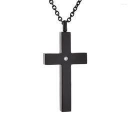 Chains IJD9848 Women Man Black Plated Cross Stainless Steel Sophisticated Technology Cremation Jewellery For Ashes Pendant Necklace