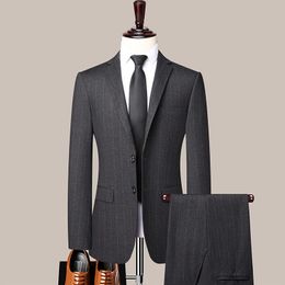Men's Suits Blazers High Quality Blazer Trousers Men's British Style Elegant Casual Senior Simple Business Wedding Gentlemen's Suit Two Pieces 230322