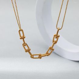Pendant Necklaces Light Luxury High-End Ladies Stainless Steel Necklace 18K Real Gold Plated Waterproof And Anti-Fading Temperament Girl