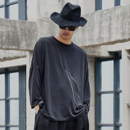 Men's T Shirts 2023 Spring And Summer Product Original Design T-shirt Dark Series Zipper Casual Long-sleeved