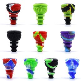 Smoking Colorful Silicone 14MM 18MM Male Joint Dual Use Dry Herb Tobacco Spoon Multihole Singlehole Filter Bowl Oil Rigs Portable Bong DownStem Cigarette Holder DHL