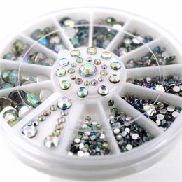 Nail Art Decorations 3D Decoration Tips Crystal Glitter Rhinestone White AB Acrylic Diamond Drill Wheel AccessoriesNail