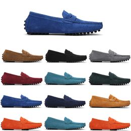High quality Non-Brand men casual suede shoe mens slip on lazy Leather shoe 38-45 ocean blue