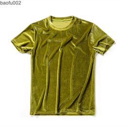 Men's T-Shirts 14 Colors men vintage velvet short sleeve t shirt hip hop casual tees tops man summer harajuku pink velour streetwear camisetas W0322