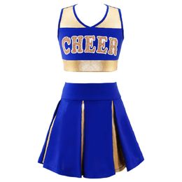 Set di abbigliamento per bambini ragazze cheerleader uniforme costume outfit cheerleading incoraggiare performance canotta per bambini con gonna pieghettata set 230322