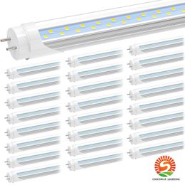 4FT LED Tube Light Bulbs, G13 24W 6000K, T8 T10 T12 Flourescent Tubes 48 Inch Replacement, Remove Ballast, Dual-end Powered, Clear, 4 Foot Garage Warehouse