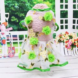 Dog Apparel Fancy Clothes Eco-friendly Net Yarn Princess Dress Pretty Floral