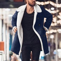 Men's Jackets Autumn Winter Inside Fleece Warm Overcoat Men Casual Turn-down Collar Button Outerwear Coats Fashion Long Sleeve Pocket