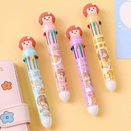 Sweet Heart Girl Plastic Ballpoint Pen 0.5mm 10 Colors Signature Student Stationery Children Gift Creative Writing Supplies