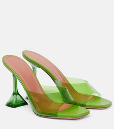Designer Sandals Women Shoes Luxury Lupita 95mm PVC Mules Glass Slipper Sculptural Heel EU35-40 With Box