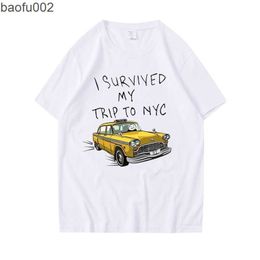 Men's T-Shirts Tom Holland Same Style Tees I Survived My Trip To NYC Print Tops Casual Streetwear Men Women Unisex Fashion T Shirt W0322