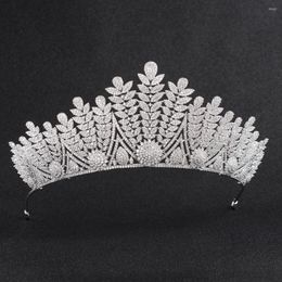 Hair Clips Crystals CZ Cubic Zirconia Wedding Bridal Royal Leaves Tiara Diadem Crown Women Prom Jewellery Accessories CH10128