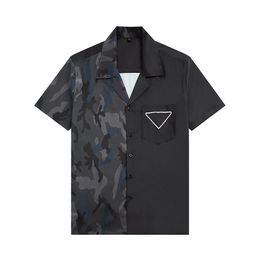 Design Blouse Shirts Men's Camisas De Hombre Fashion Geometric Letter Print Casual Shirts Men Short Sleeve Turn Down Collar Business Dress Shirt M-XXXL