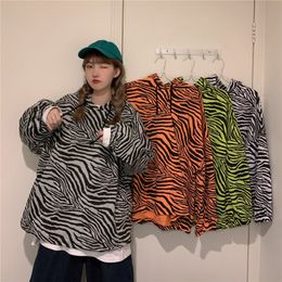 Men s Hoodies Sweatshirts Zebra Pattern Oversized Female Casual Long Sleeve Thin Women Harajuku Loose drop Shoulder Streetwear 230322