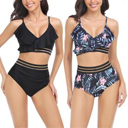 Women's Swimwear Swimsuit Women Two Piece Vintage Wrap Cutout Bikini Sets High Waist With Pool Vacation Padded Thong Biquinis