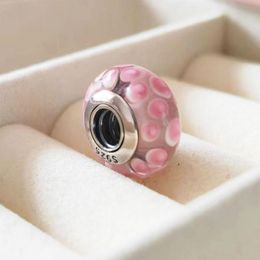 2pcs 925 Sterling Silver Glass Murano Pink Dots Beads Fit Pandora Charm Jewelry Bracelets & Necklaces
