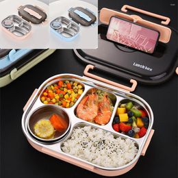 Dinnerware Sets 1300ml Bento Lunch Box With Portable Utensil 304 Stainless Steel Storage Soup Bowl Reusable Leak Proof