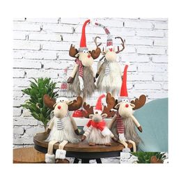 Christmas Decorations Plush Reindeer Dolls With Led Lights Standing Elk Deer Toys Decoration For Home Navidad Year Gifts Drop Delive Dhwjp