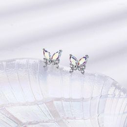 Stud Earrings VOQ Silver Colour Chic Zircon Butterfly For Sweet Student Accessories With French Minimalist Jewellery