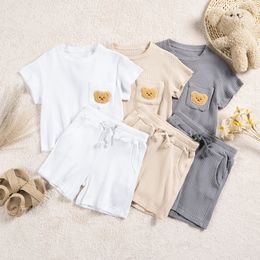 Clothing Sets Summer Baby Set Infant Boy Girl Unisex Casual Short Sleeved T-Shirt Tops Shorts Suit 2Piece Set Kids Outfits 230322