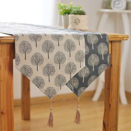 Table Runner Table Runner Modern Tree Pattern Christmas Party Table Wedding Home Craft Decorative Linen Cotton Table Runner 230322