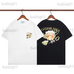 Erkek Tişörtleri Renkli Meyve Şarap Mektubu Baskı Tenis Kulübü Kazablanka Kısa Kollu Tee Erkek Kadın Yüksek Kalite Gündelik Casa T-Shirt Büyük boy T230321