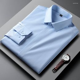 Men's Dress Shirts Spring And Autumn Brand Solid Long Sleeve Shirt Men Clothing 2023 Slim Fit Casual Formal Wear Office Blouse Tops W415