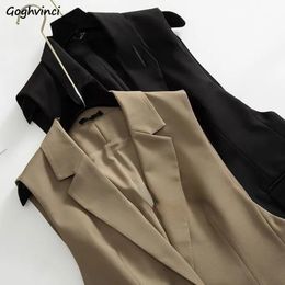 Women's Vests Elegant Long Vests Women Sleeveless Simple Back-Slit Designed Spring Office Ladies Mature Temperament Overcoats Chic Fashion 230322