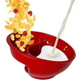 Bowls Breakfast Bowl Spiral Slide Partitioned Milk Cereal Durable Simple Household Tableware Red White Kitchen Tool
