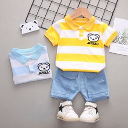 Clothing Sets IENENS Baby Clothing Sets Summer Striped Polo-shirt Shorts Outfits Kids Suits Toddler Infant Boys Casual Short Sleeve Clothes 230322