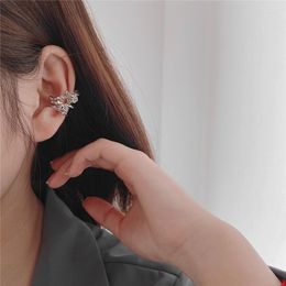 Backs Earrings Punk Thorns Rose Flower Without Piercing For Women Silver Colour Ear Bone Clip Cuff Fashion Jewellery Gift