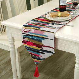 Table Runner Colourful Painting Table Runner Ethnic Style Table Runners Modern Jacquard Wedding Decor Dining Table Cloth chemin de table mesa 230322