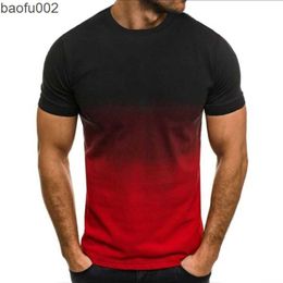 Men's T-Shirts Summer hot men's thin loose short sleeve men's fashion Gradient series teenagers 3D printed round collar T shirt large W0322