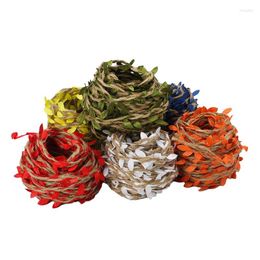 Decorative Flowers 1M Natural Jute Twine Burlap Leaf Ribbon Vine With Artificial Leaves For Crafts Simulated Green String