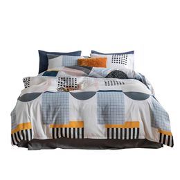 Bedding Sets Simple And Light Luxury Style Four-Piece Cotton Geometric Pattern Printing Bed Sheet Quilt Cover Dormitory Single 3 PCs