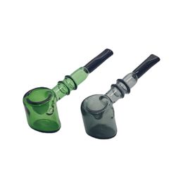 5 inches hammer Glass pipes Heavy Wall hand spoon pipe bubbler smoking pipe with Silicone suction nozzle for dry herb tobacco oil burner