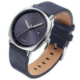 Wristwatches Relogio Masculino Business Casual Men's Watch Male Quartz Automatic Calendar Display Leather Strap Gift 2023