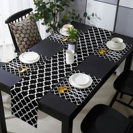 Table Runner Black Morocco Geometry Table Runner Set Luxury Wedding Table Decoration Tablecloth Dining Table Decor Placemats 230322