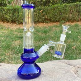 Glass Bong Smoking Water Pipe 10'' Percolator Hookah with 14mm 45° Ash Catcher Tobacco Philtre Pipes Bubbler