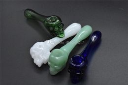 Thick skull glass pipe Skull Smoking Handle spoon Pipes 3.8inches Smoking Pipes Hand Blown Recycler Best Oil Burner 2pcs high quality