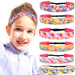 Sports Headband Kids Tie-dye Rainbow Printed Hair Band Gradient Elastic Turban Bandana Headdress Head Bands Warps Elasticity Accessories Headbands BC502