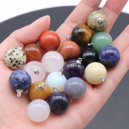 16mm Round Ball Agate Crystal Semi-precious Stone Charms Pendant for Jewelry Making Wholesale