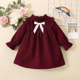 Girl Dresses 6 Year Old And Outfits Toddler Kids Girls Infant Fashionable Soild Bowknot Long Sleeves Little Ball Dress