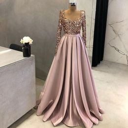 Party Dresses Elegant Muslim Sequin Evening Night Dresses for Women Long Sleeves Sweetheart Aline Satin Wedding Prom Formal Party Gowns 230322