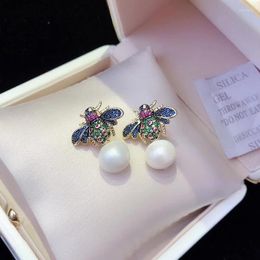 Dangle Earrings 3 Pairs ZYZ-E9996 Fashion Micro Pave CZ Pearl Shell Insect For Girls Gift Luxury Crystal Earring Jewelry
