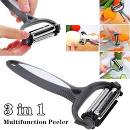 Knife Accessories 3 In 1 Vegetable Fruit Peeler Grater Multi-functional Stainless Steel Rotary Potato Carrot Vegetable Cutter Kitchen Tools